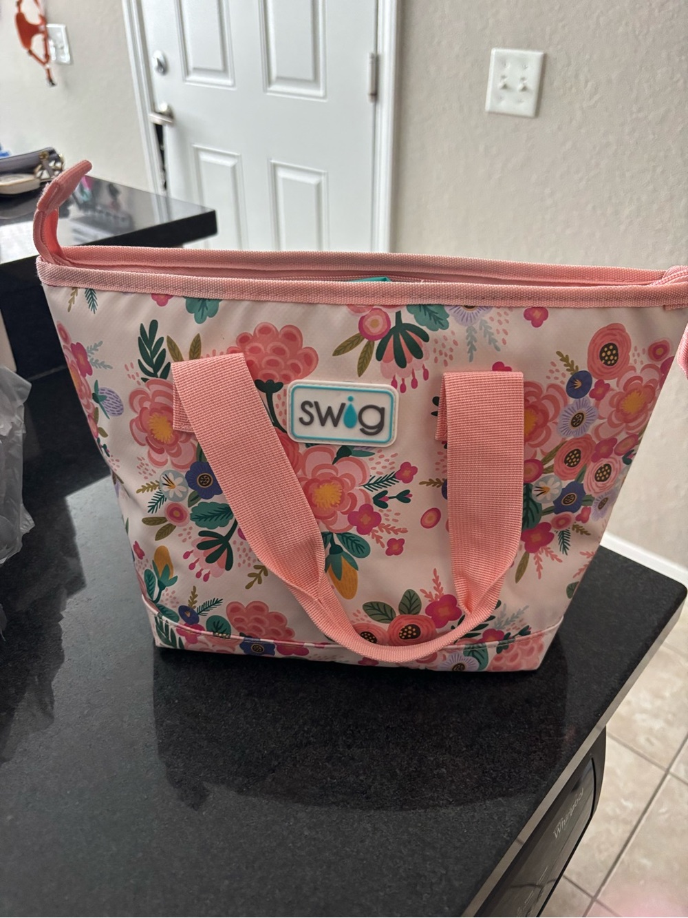 Swig Floral Pink Insulated Tote Bag
